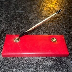 Mark Cross Vintage Red Leather Desk Pencil Set